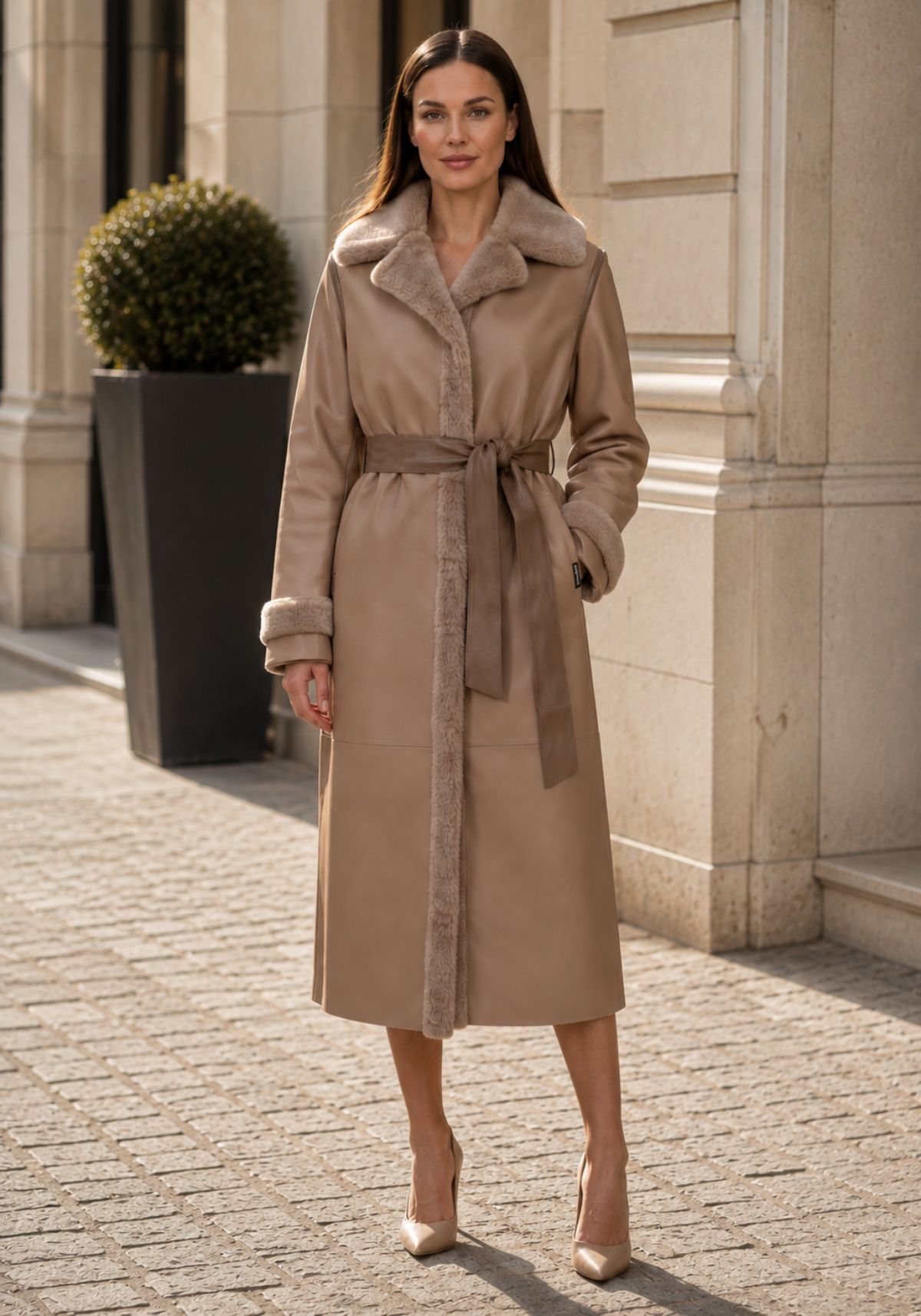 Mantel Sophia – edles Lammfell, zeitlose Silhouette, femininer Stil