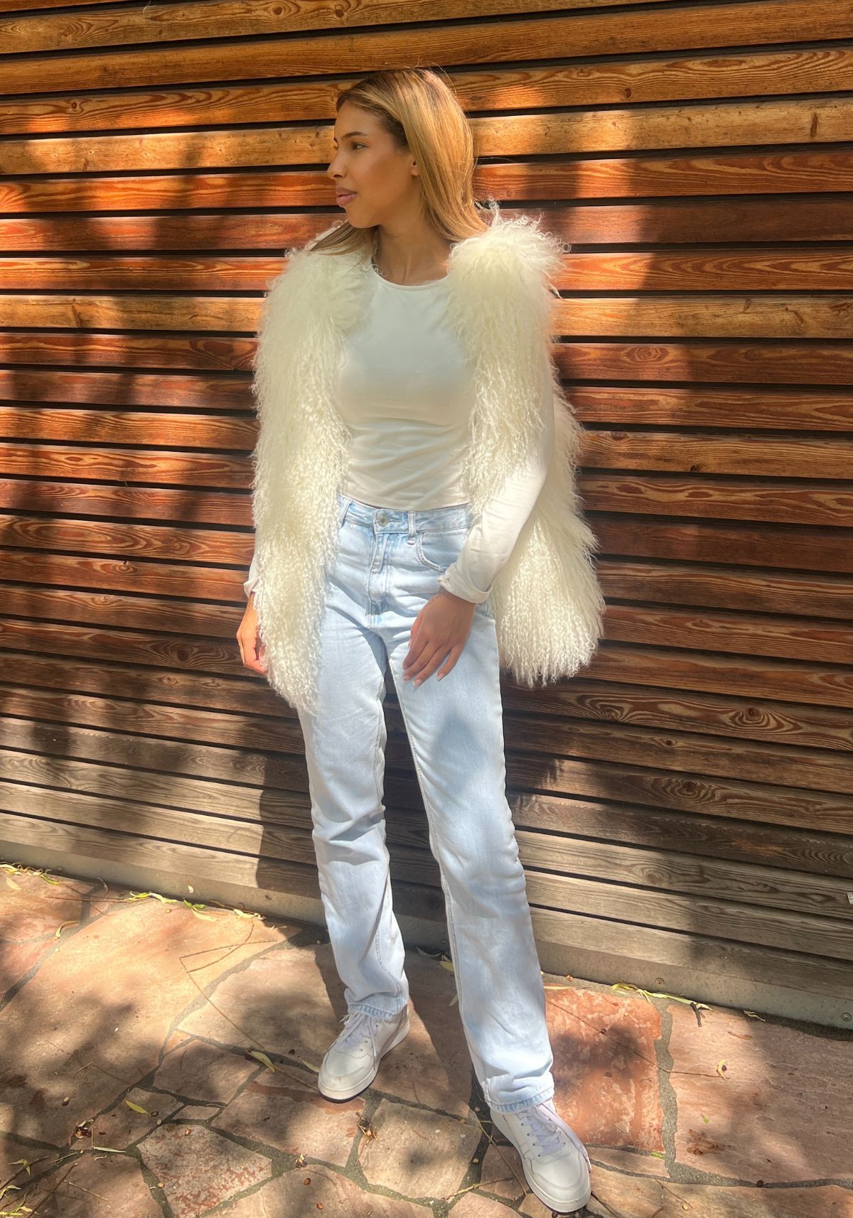 Lammfellweste Tibet Weiß