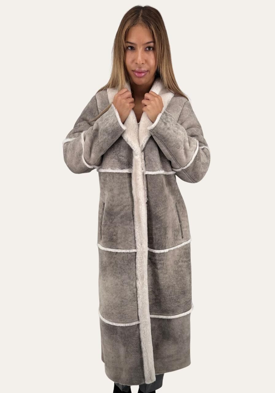 Mantel Alina – Sanfte Wärme aus Shearling in natürlicher ... - Größe: M