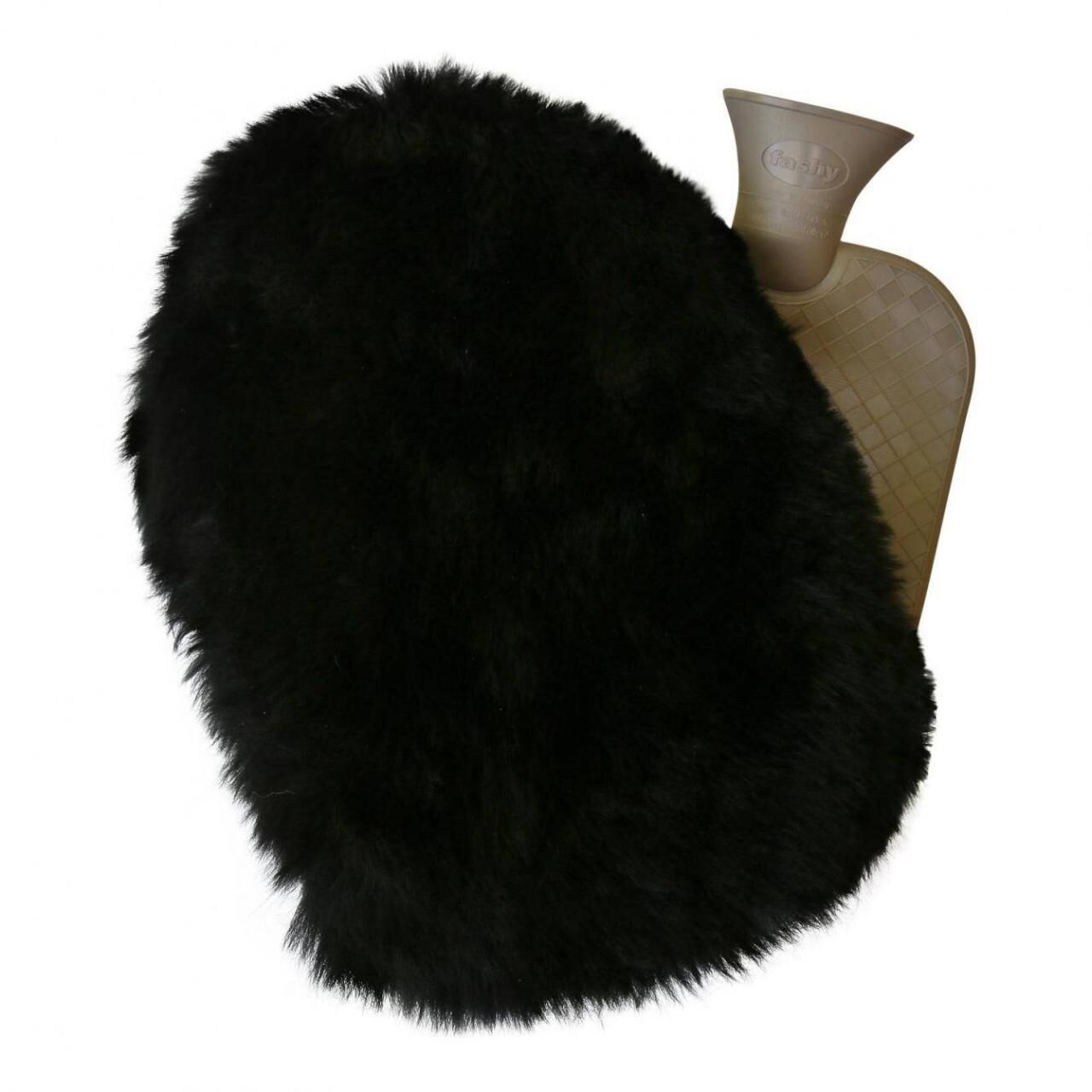 Lammfell - WÄRMFLASCHE SET 2,0 L - Farbe: Schwarz