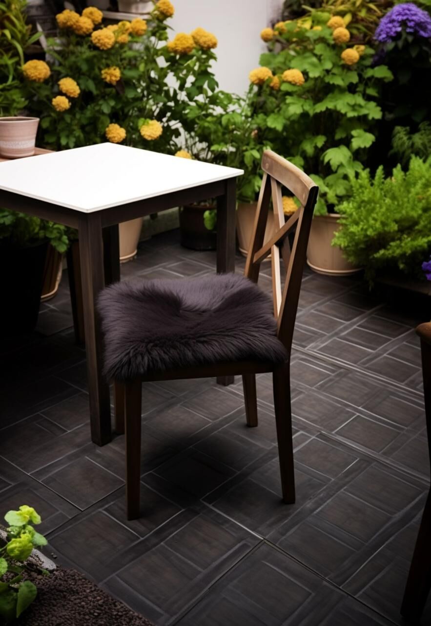 Lammfell Sitzkissen 40 x 40 cm Braun -
