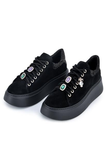 Plateau Sneaker aus Leder Modell 4918 Schwarz