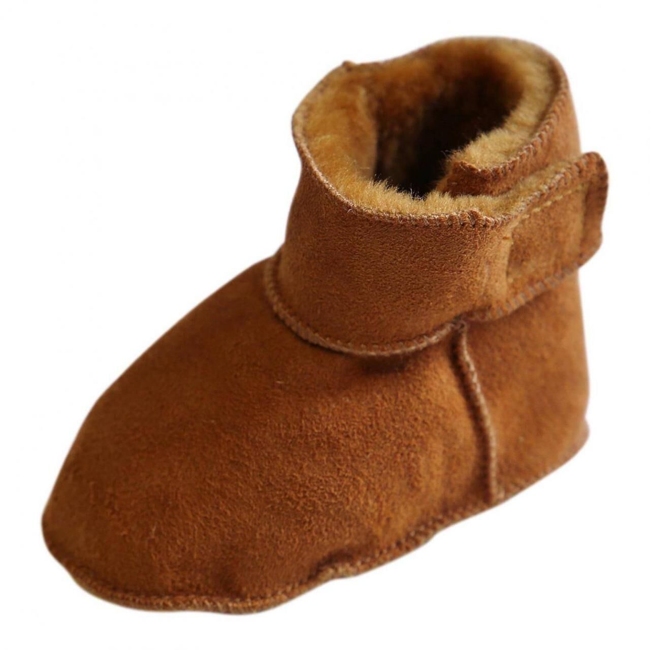 Baby Lammfellschuhe - MIT KLETTVERSCHLUSS - Schuhgröße: EUR 24-25 | Farbe: Nuss