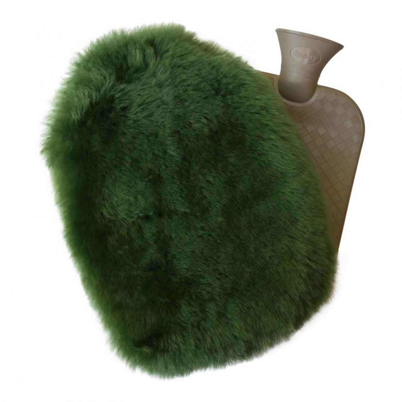 Lammfell - WÄRMFLASCHE SET 2,0 L - Farbe: Moosgrün