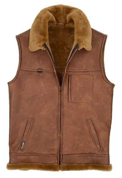 Lammfellweste - FIRMINIUS MIT KRAGEN KASTANIENBRAUN