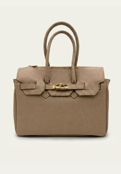 Elegante Echtleder-Handtasche in Taupe – Damen Schulter- & Henkeltasche