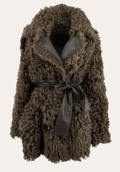 Lammfelljacke Curly Felicite Olive zum Wenden