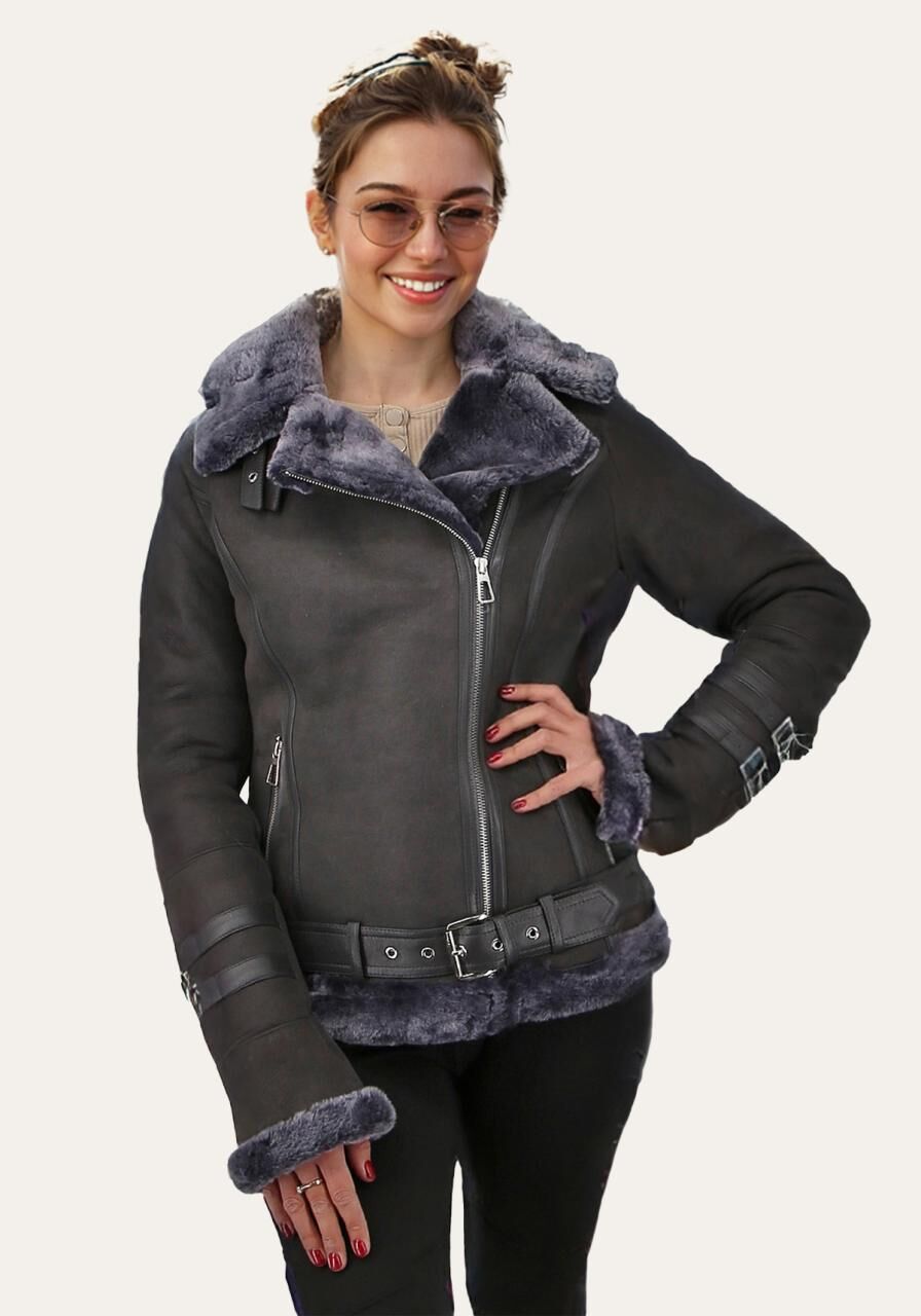 Lammfelljacke Melli Beese Grau - Größe: XS
