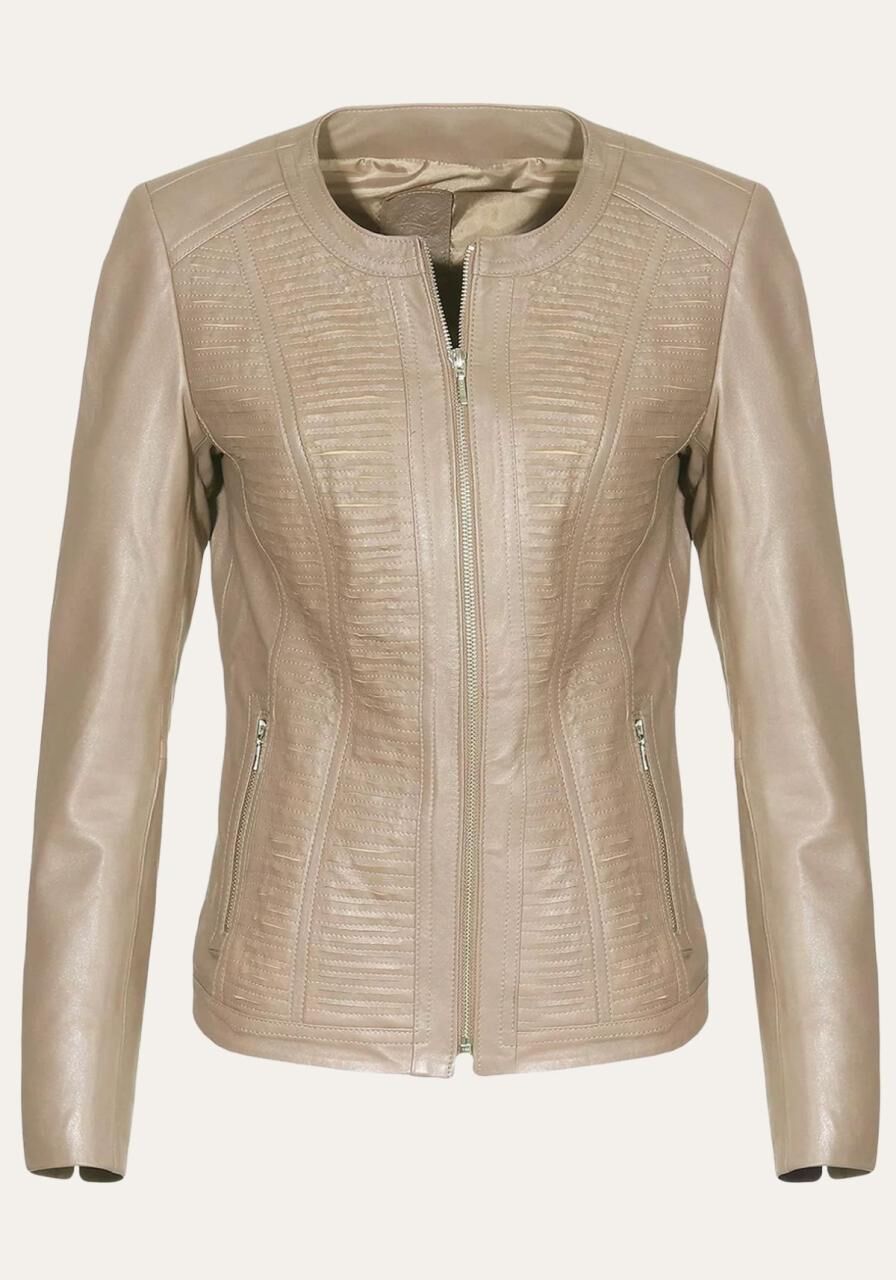 Lederjacke Pati Beige - Größe: XL