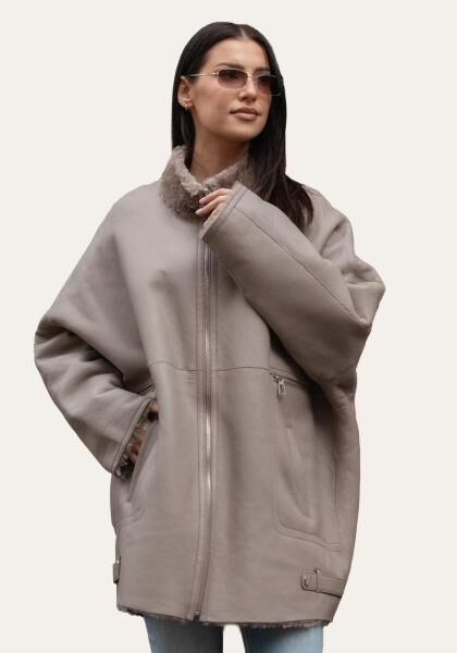 Lammfelljacke Laure Beige Oversize