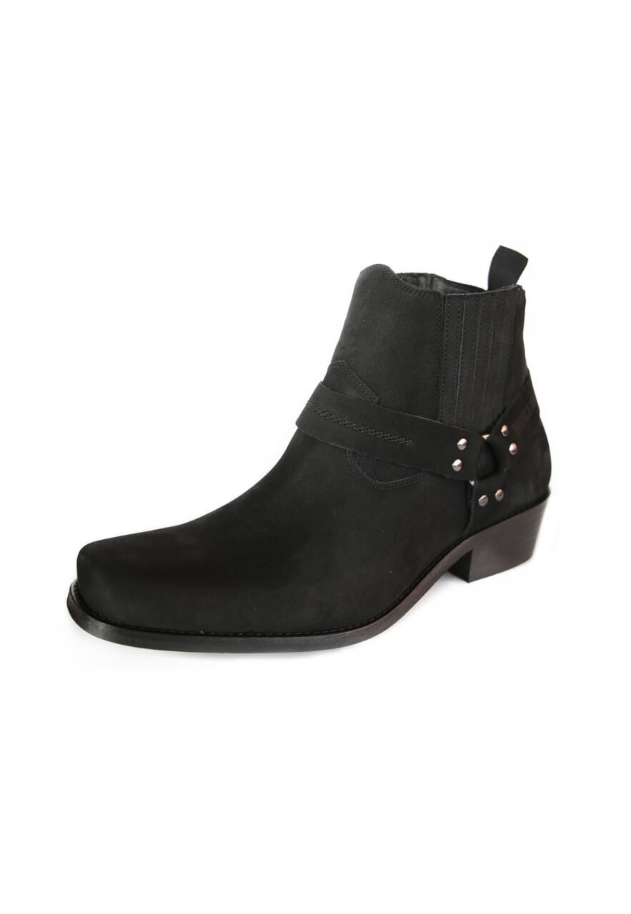 Leder Stiefelette Cowboy Modell 2000 - Schuhgröße: EUR 46 | Farbe: Schwarz