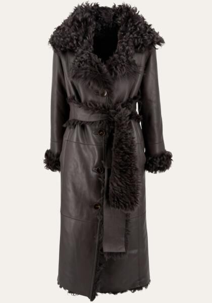 Curly Wendemantel Noella aus Lammfell Dunkelbraun