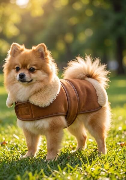 Lammfell Hundemantel mit Klettverschluss Modell 14