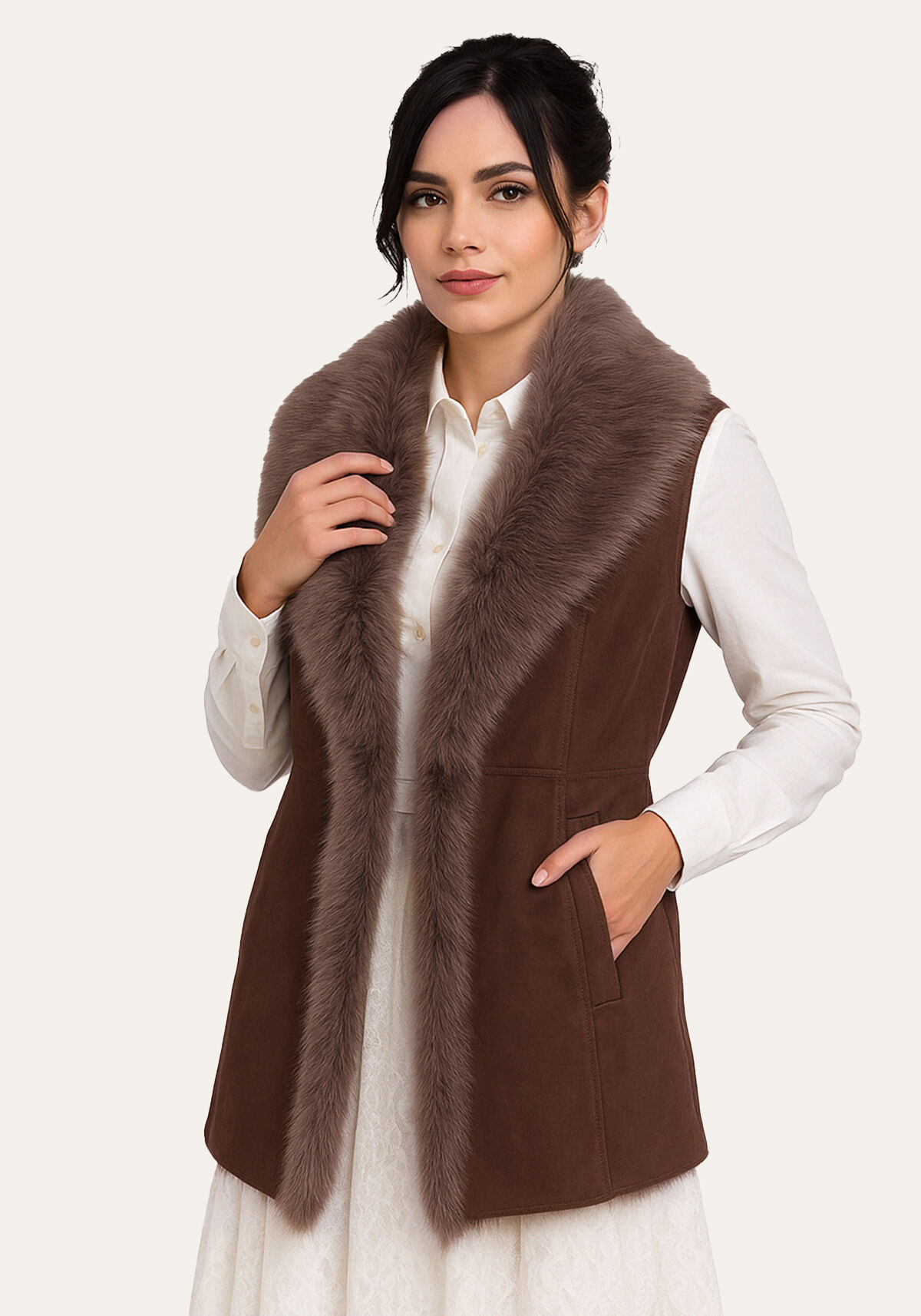 Lammfellweste zum Wenden Savannah aus Toscana-Fell