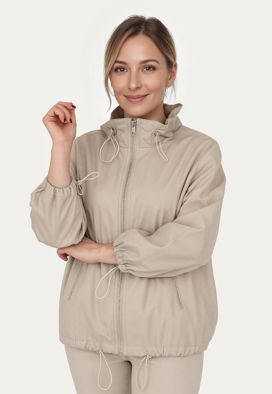 Lederjacke Odette Beige im Oversize-Look - Größe: L