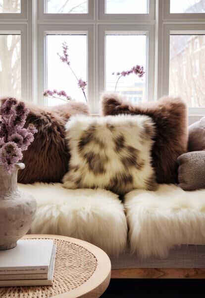 Lammfellkissen Englisch gescheckt ohne Inlett