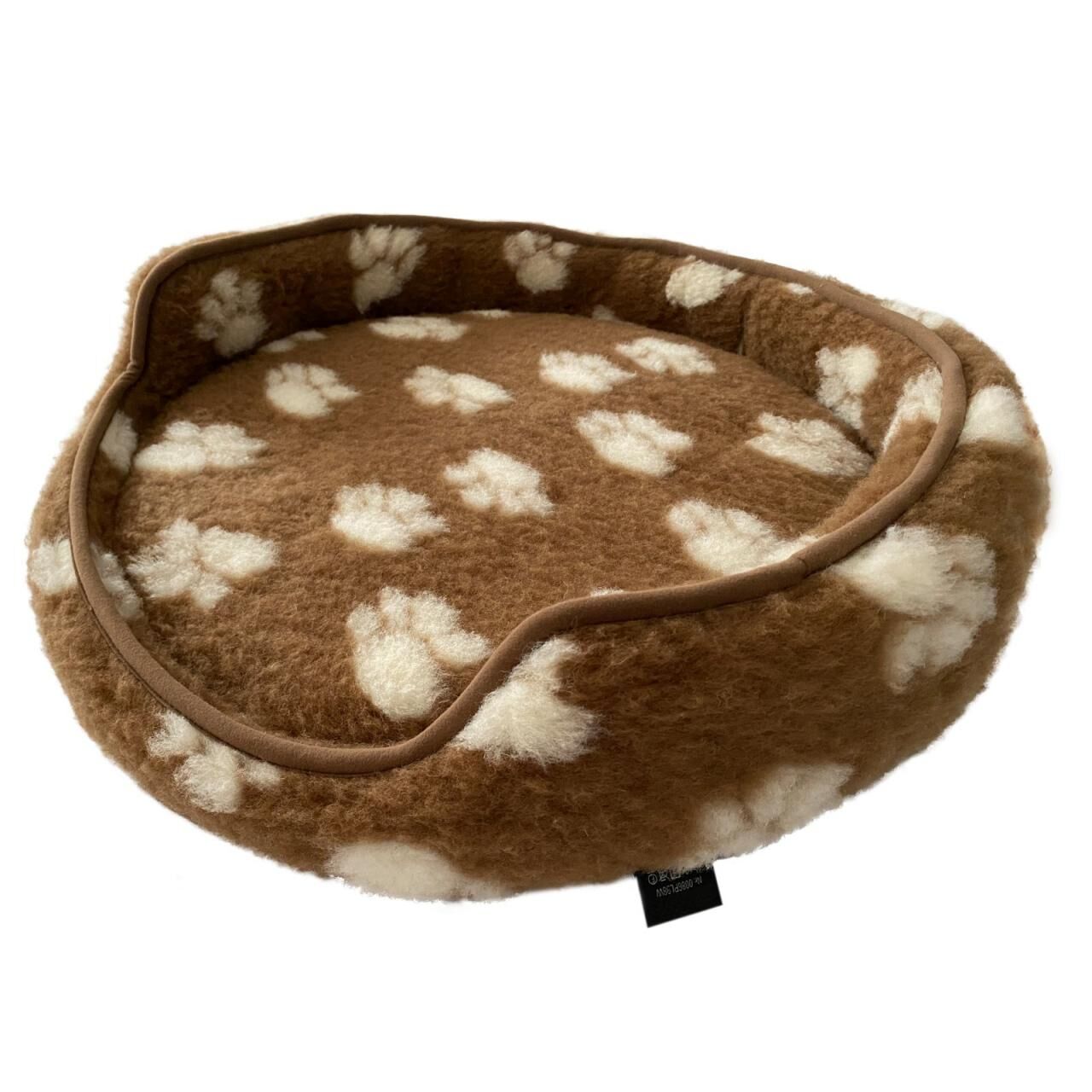 Hundebett Duo Merinowolle Ø 40 cm - Farbe: Braun/Weiß