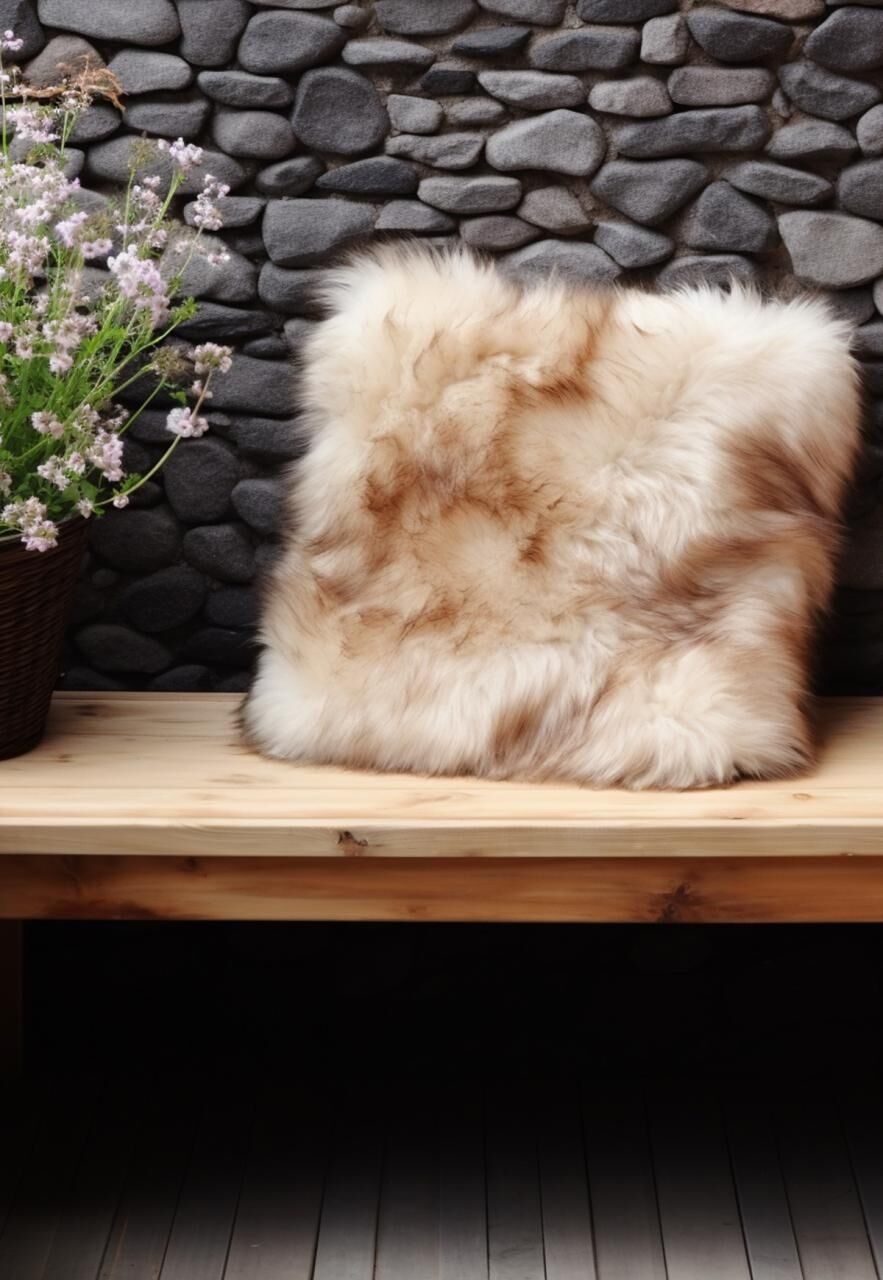 Lammfellkissen Merino Stracciatella ohne Inlett -