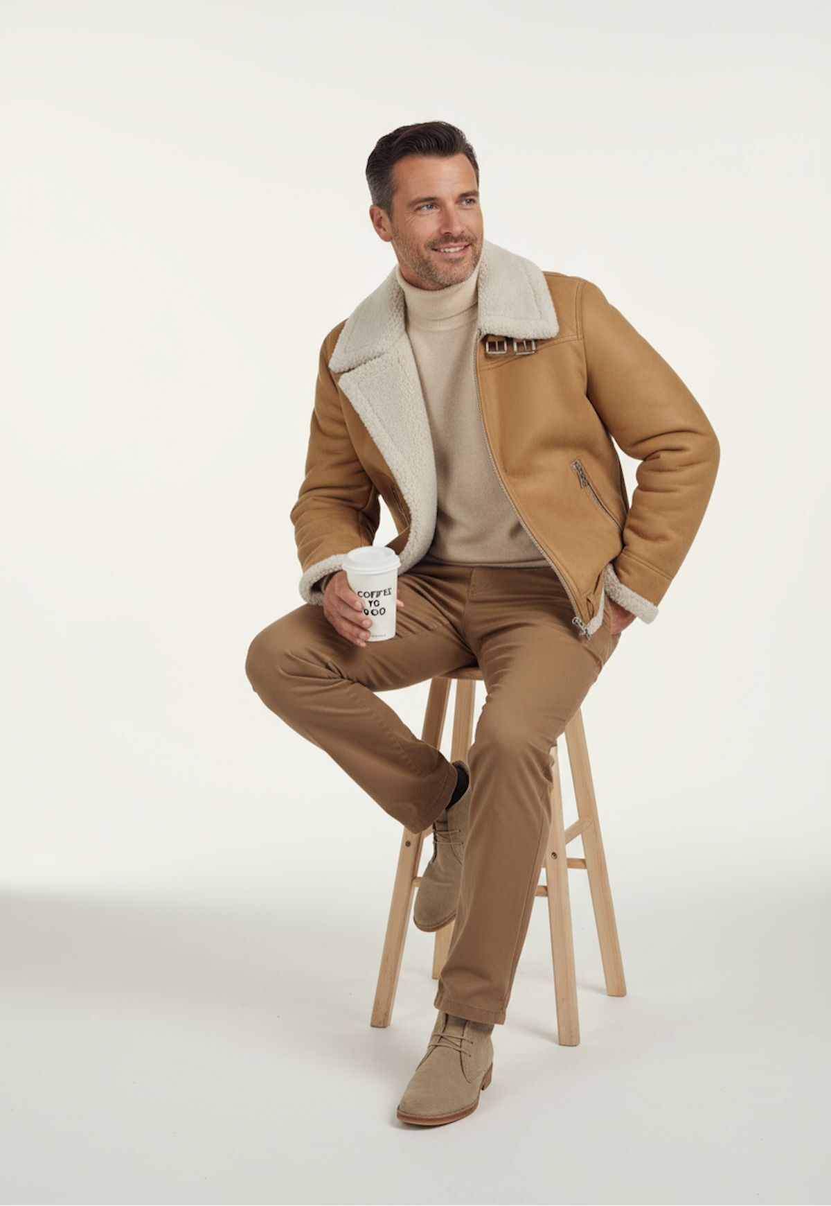 Lammfelljacke James Beige