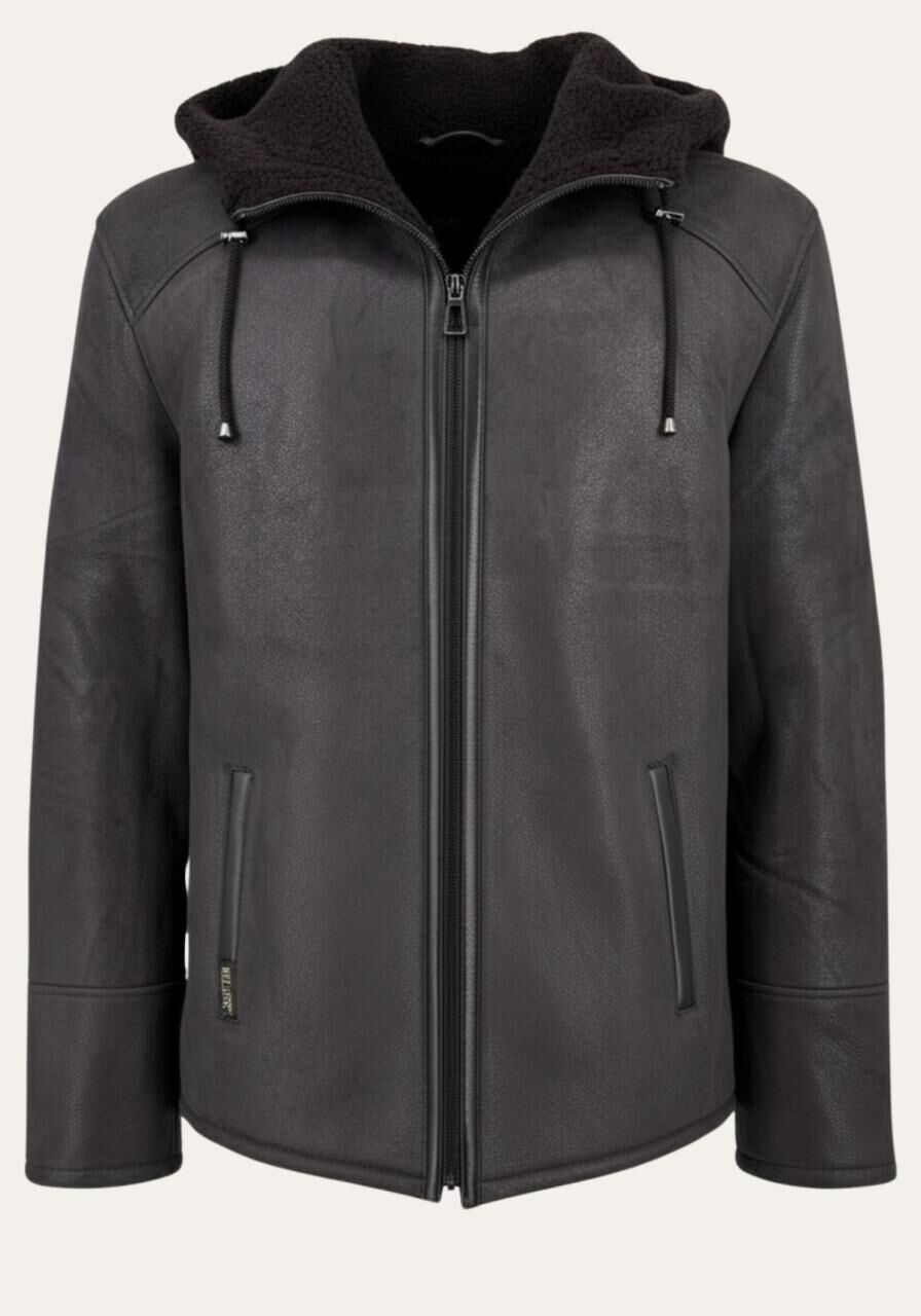 Jacke Levin Braun – Curly Lammfell im urban-lässigen Look - Größe: M