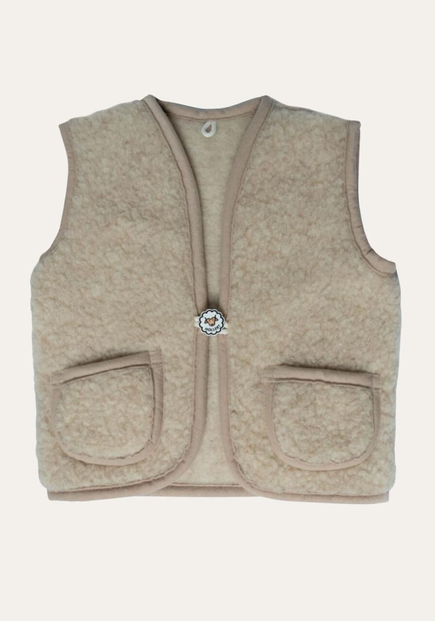 Merino Wollweste für Kinder - PINOCCHIO - Farbe: Beige | Größe: 98