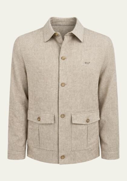 Leichte Jacke aus Leinenmischung in Offwhite
