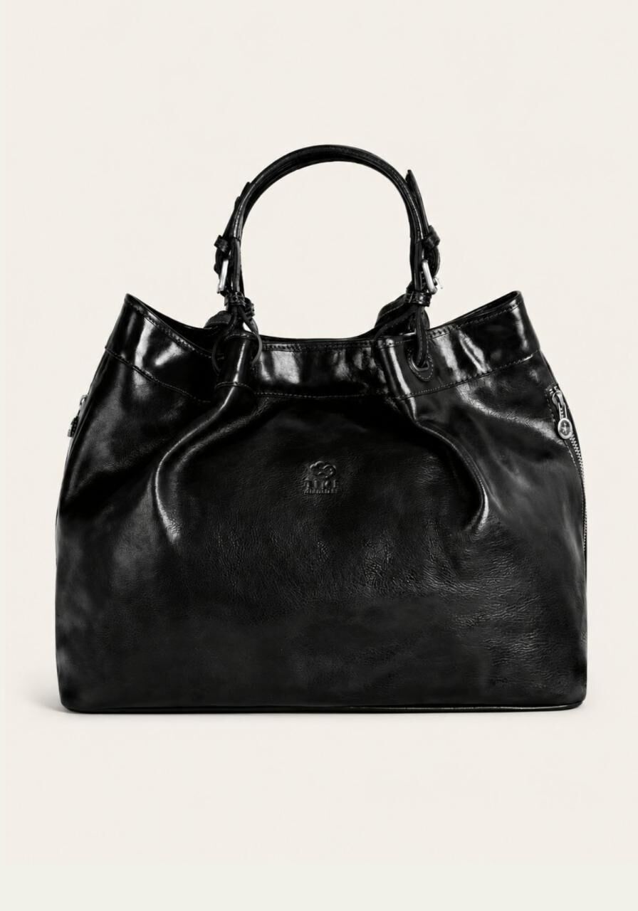 Tragetasche Handtasche aus Leder - Die Ikone Schwarz -