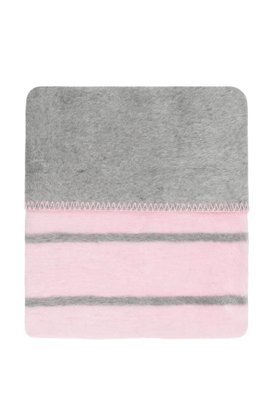 Babydecke aus 100% Baumwolle 75 x 100 mit Streifen - Farbe: Rosa