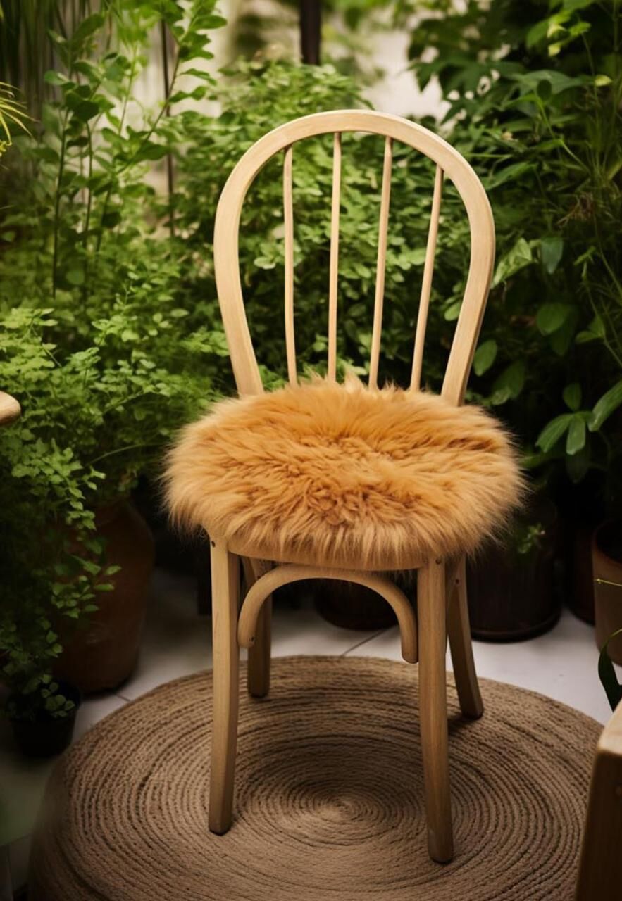 Lammfell Sitzkissen Ø 40 cm Coburger Fuchsschaf -