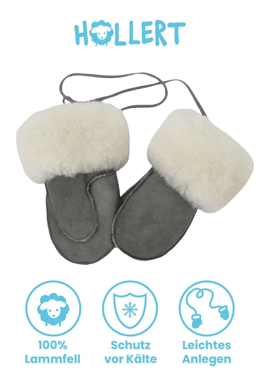 Kinder Fausthandschuhe mit Daumen aus Merino Lammfell: Gr... -