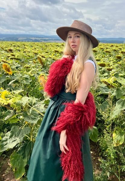 Tibet Lammfell Schal 160 cm Rot