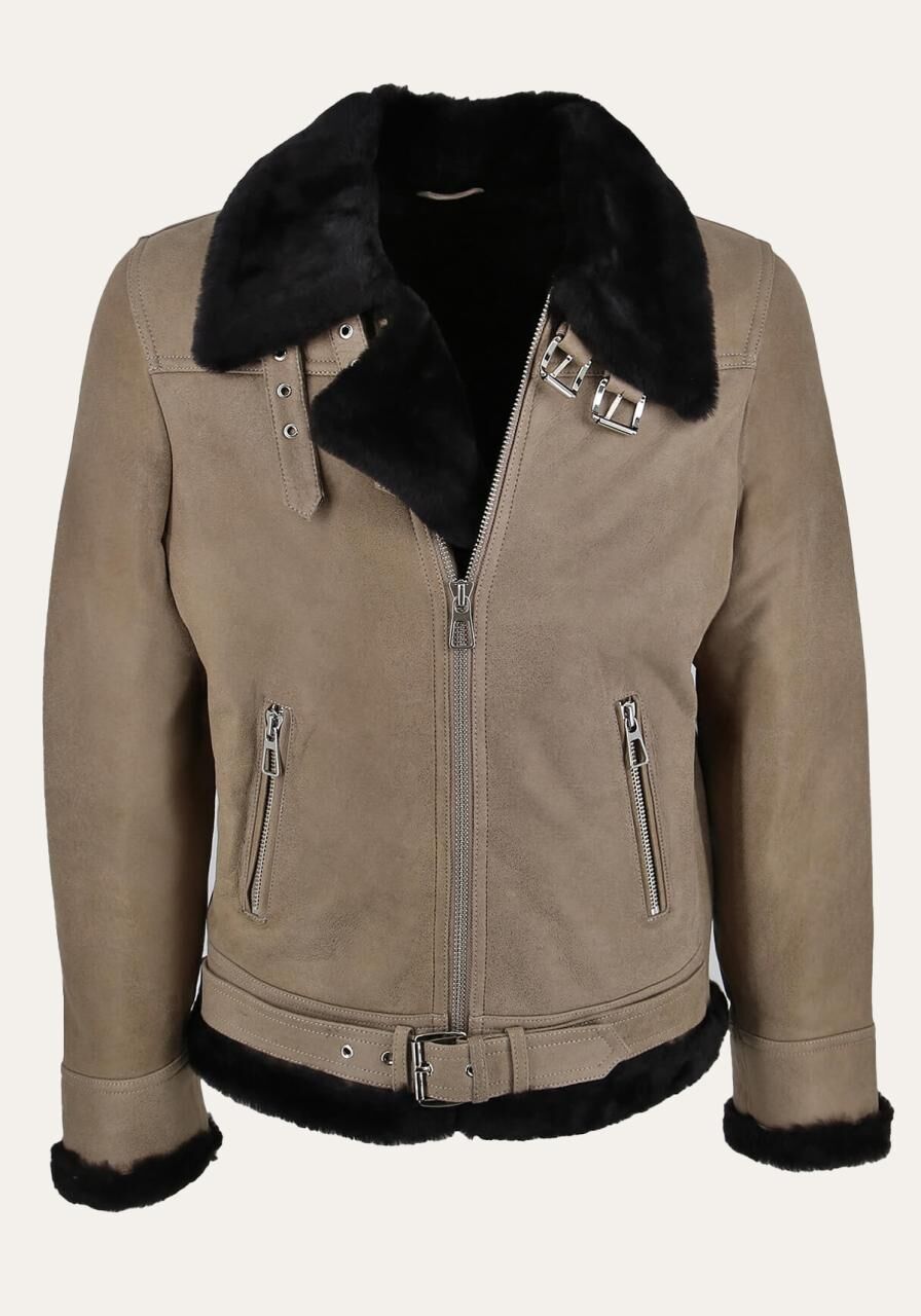 Lammfelljacke James Camel - Größe: L