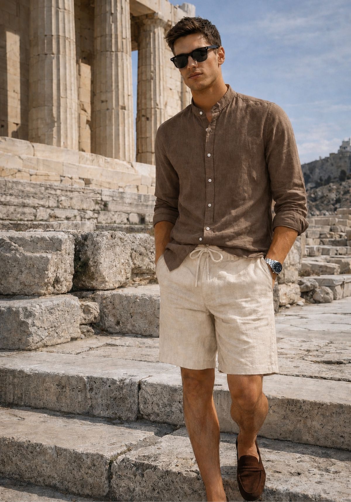 Leinen-Shorts in Beige aus 100 % Leinen - Stilvoll& sommerlich leicht