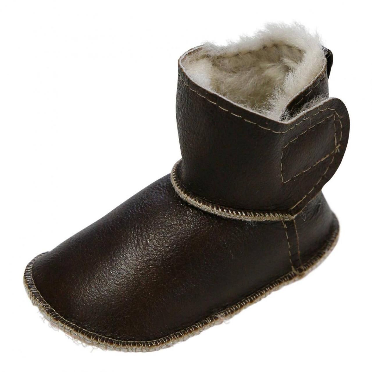 Baby Lammfellschuhe - MIT KLETTVERSCHLUSS - Schuhgröße: EUR 24-25 | Farbe: Espresso