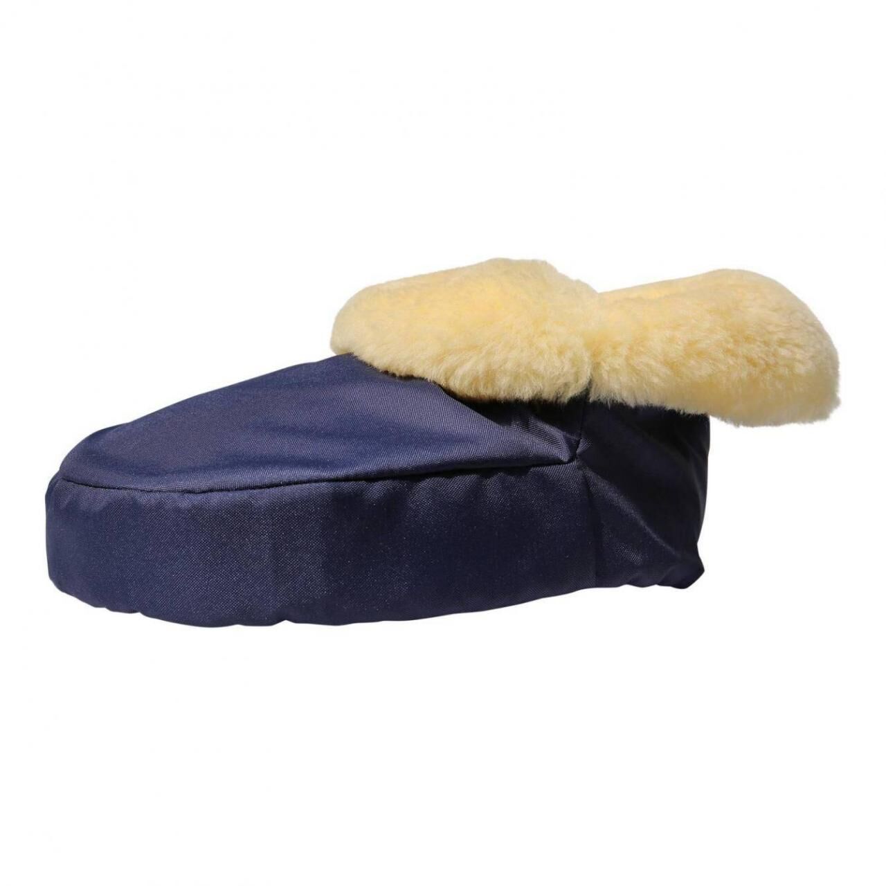 Lammfell Fußwärmer - Farbe: Blau/Gelb