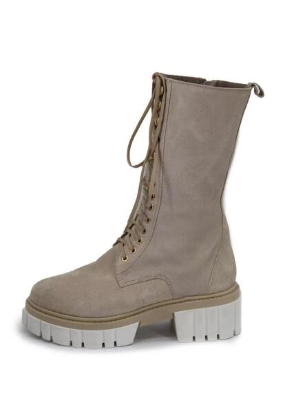 Leather Platform Boots Model Lambia Beige