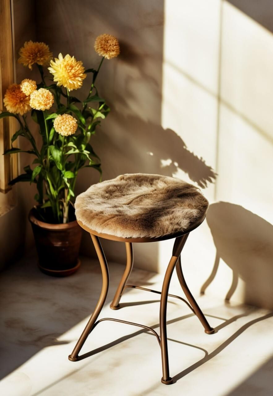 Lammfell Sitzkissen Ø 40 cm Cappuccino -