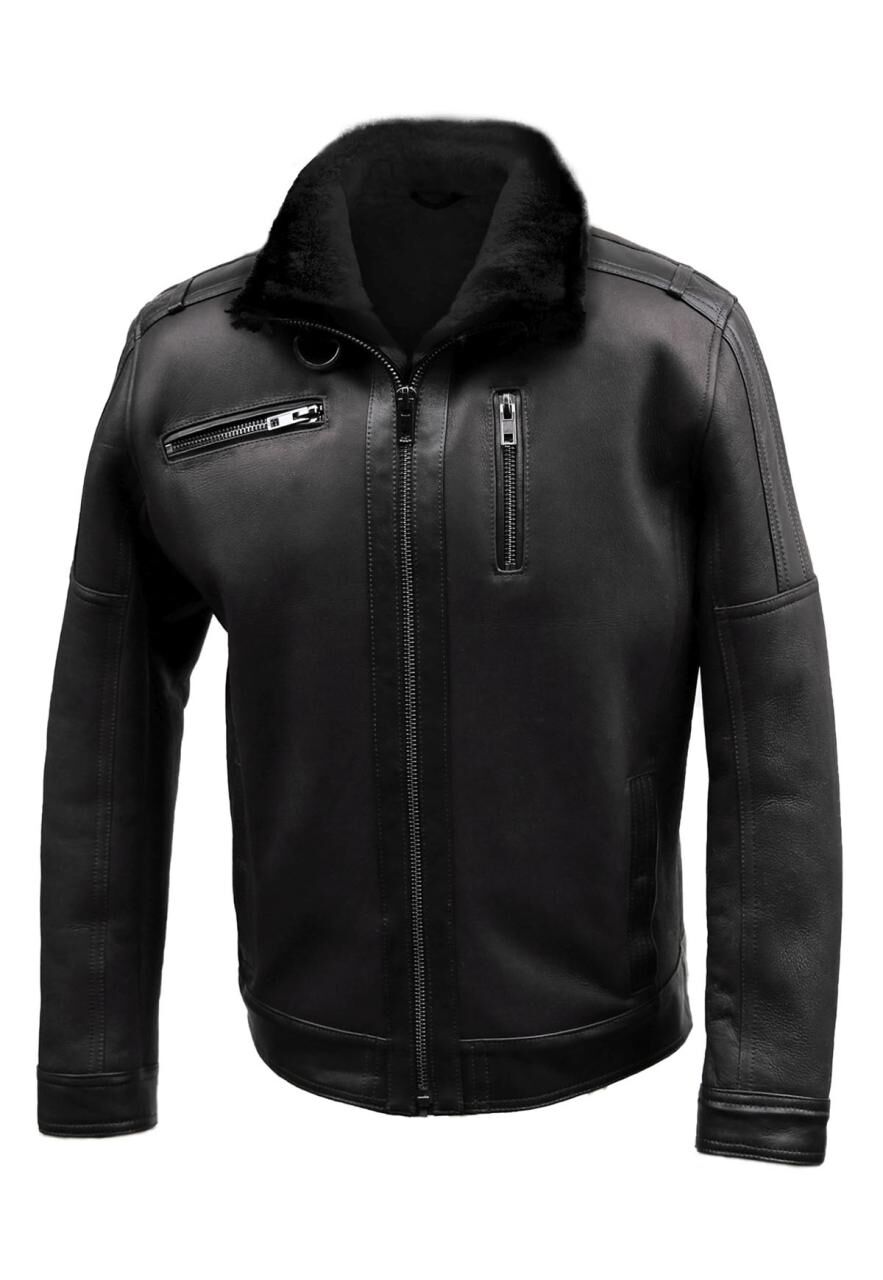 Lammfelljacke - BARTEK - Größe: S | Farbe: Schwarz
