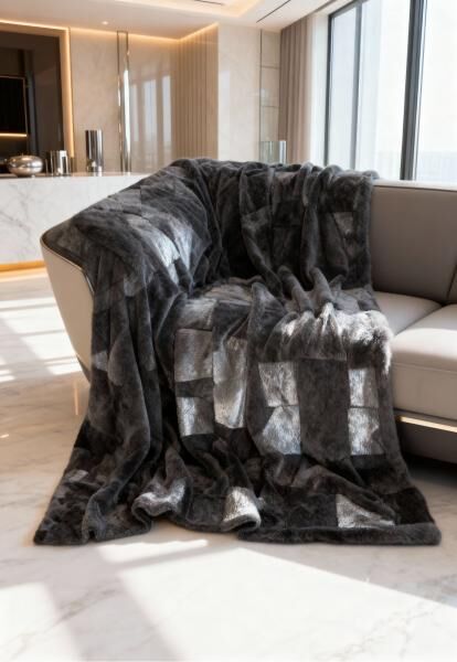 Lammfelldecke Merino 200 x 185 cm Modell 2525 Anthrazit