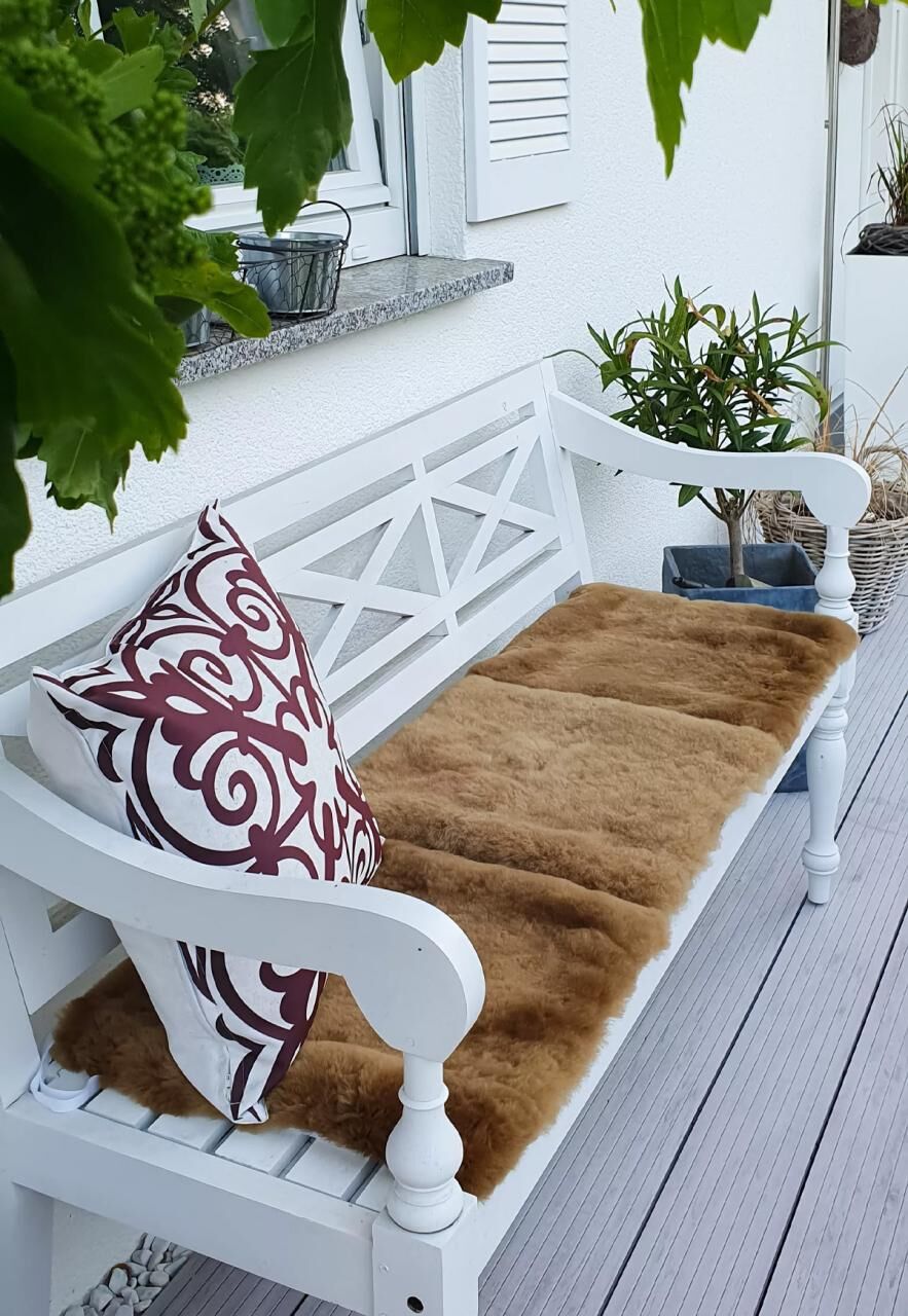Lammfell Sitzkissen 40 x 40 cm Cappuccino -