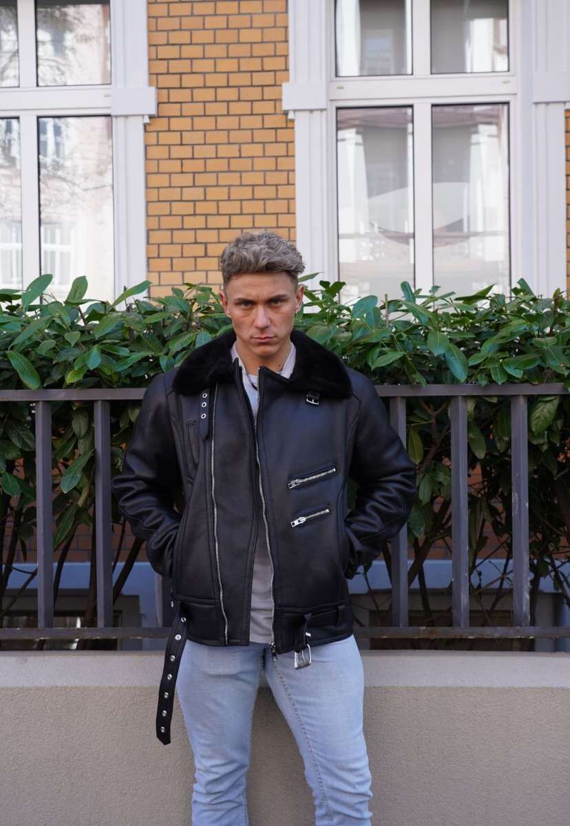 Hollert Winterjacke Lammfelljacke - VANDAMM SCHWARZ