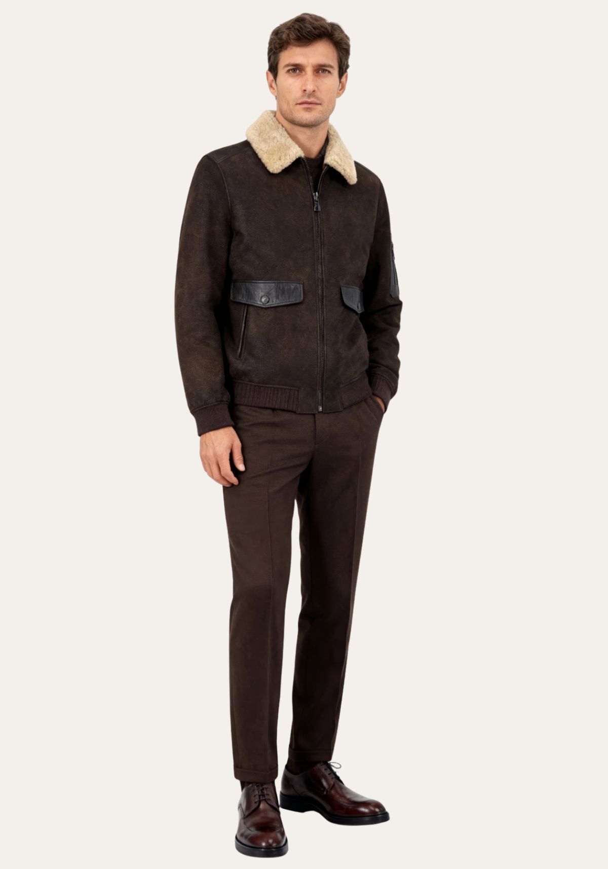 Jacke Hudson – Shearling-Lammfell, klare Form, zeiltose Stärke