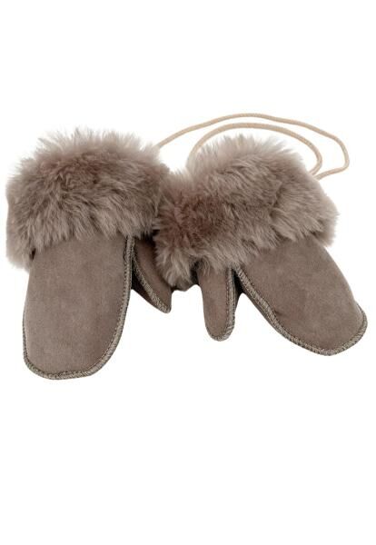 Merino Lammfell Kinder Fäustlinge mit Daumen – Camel (1-3 Jahre)