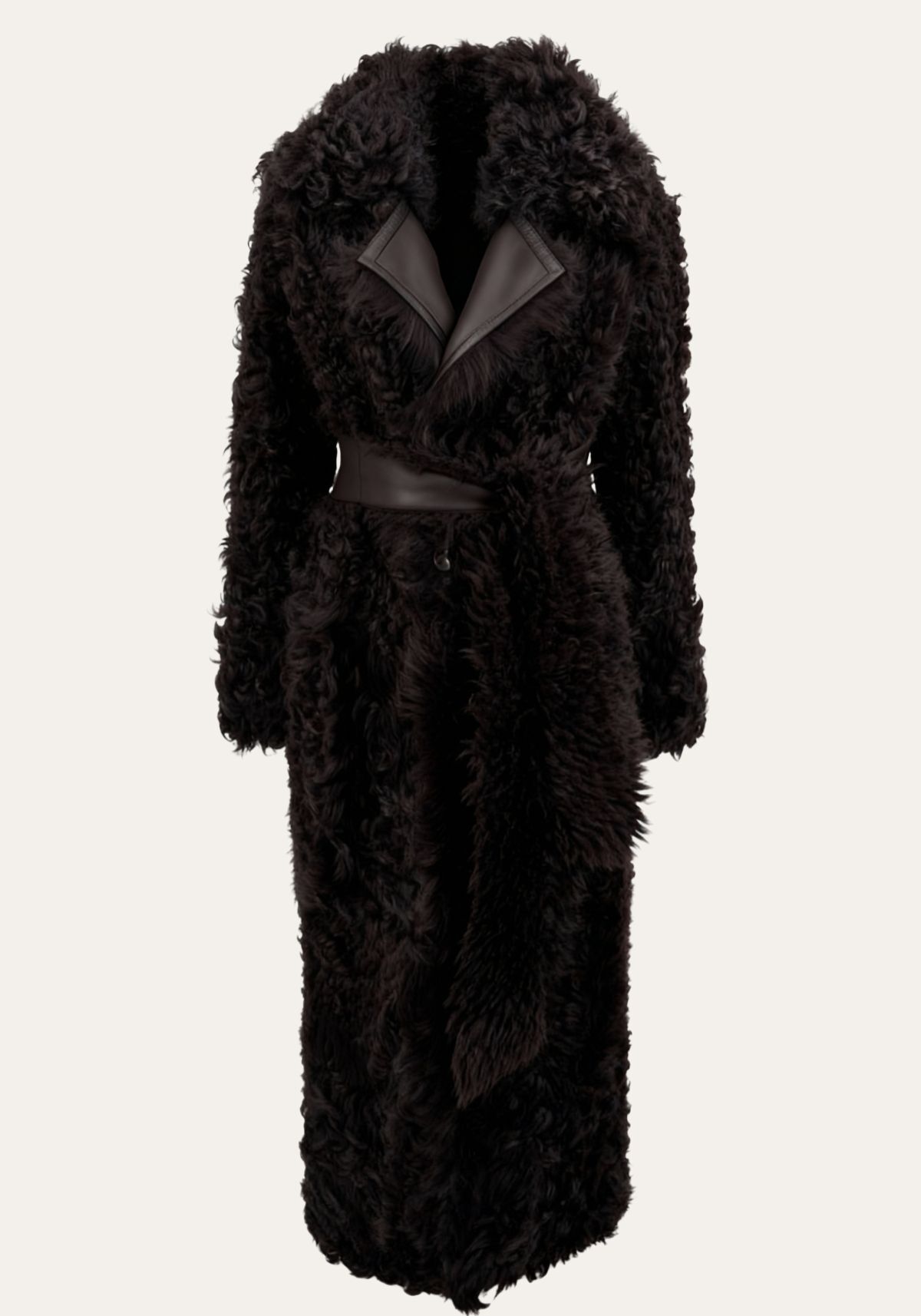 Curly Wendemantel Noella aus Lammfell Dunkelbraun