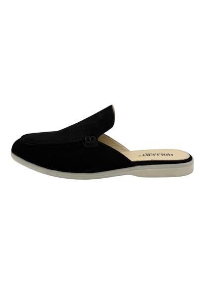 Herren Slipper aus Echtleder Schwarz - Komfort Mule HOL51