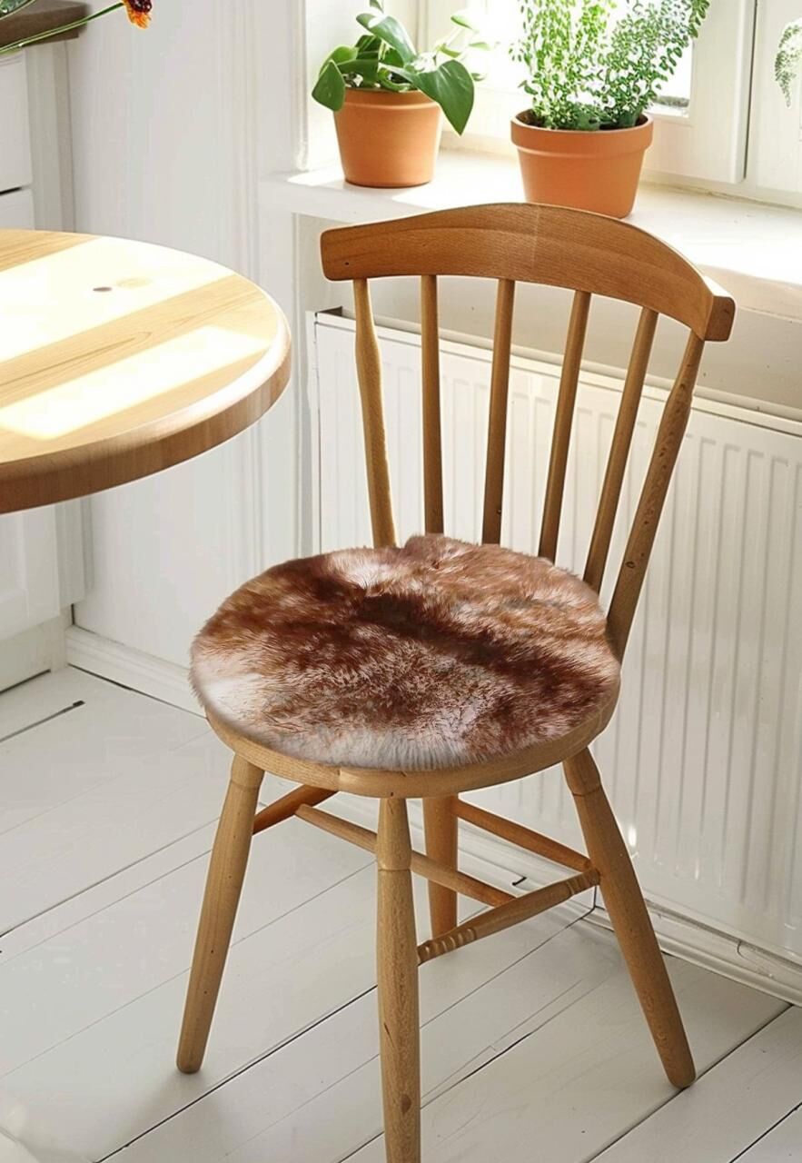 Lammfell Sitzkissen Ø 40 cm Stracciatella -