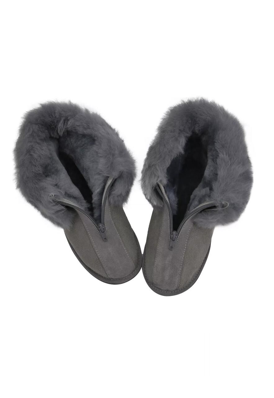 Lammfell Hausschuhe - ALASKA GRAU - Schuhgröße: EUR 36