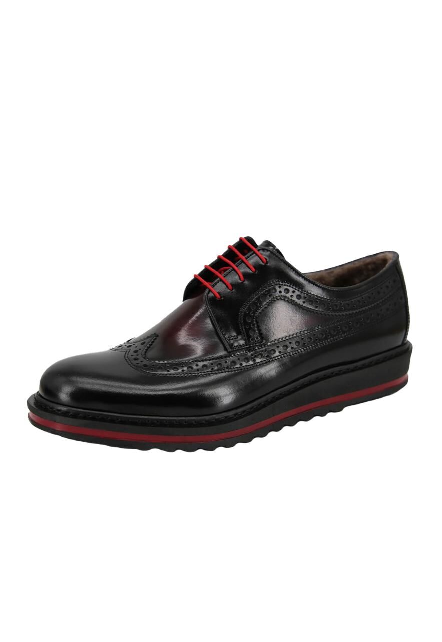 Lammfell Lederschuhe Modell ZP53 Schwarz/Rot - Schuhgröße: EUR 41