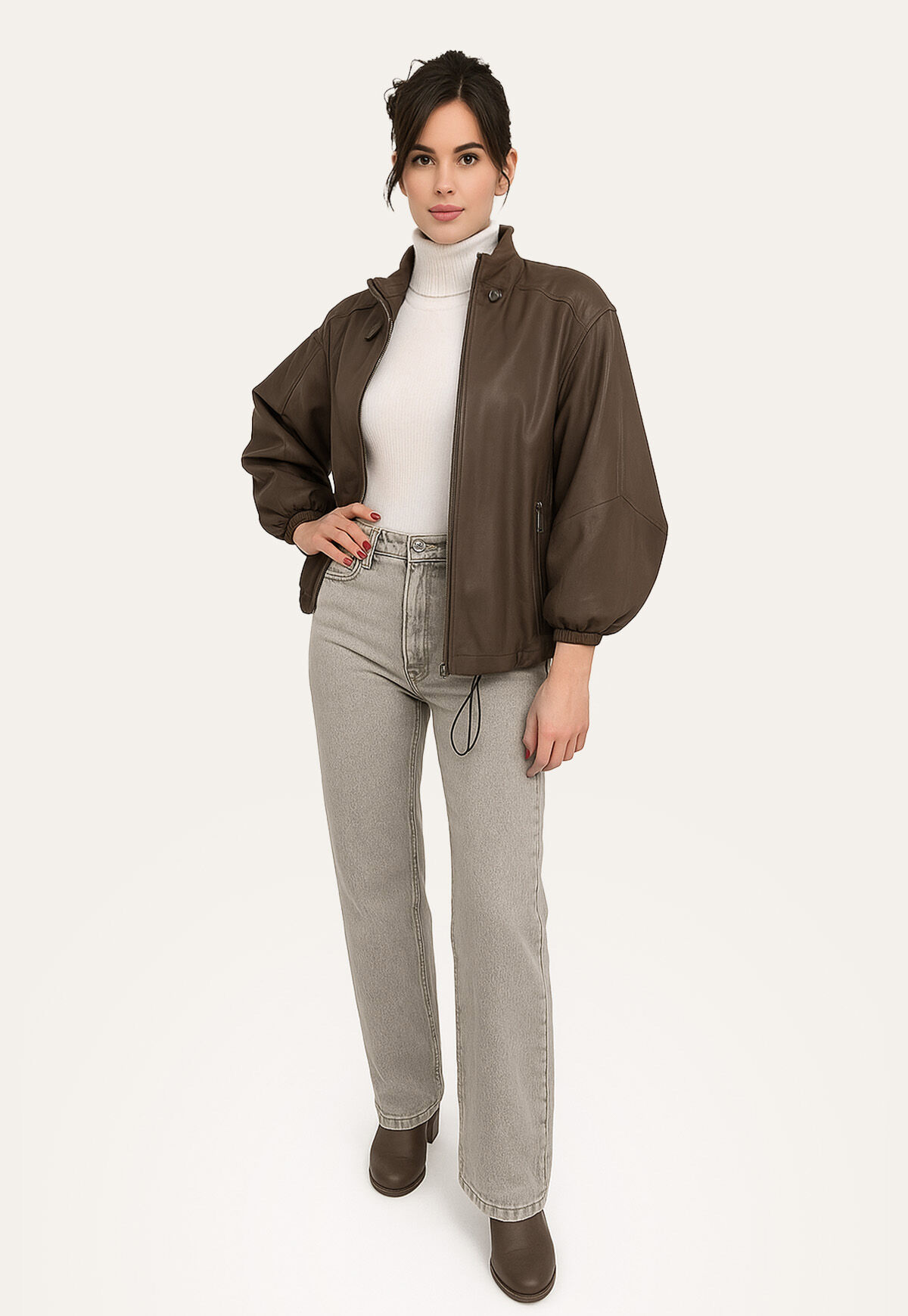 Lederjacke Odette Braun im Oversize-Look