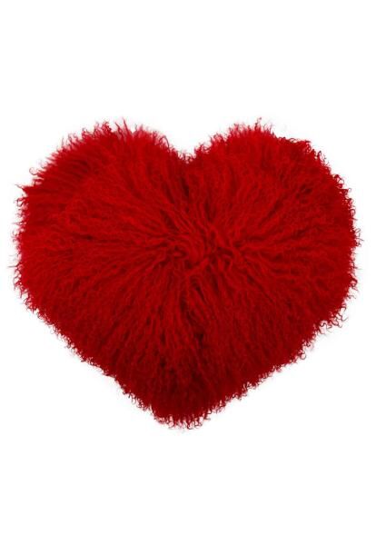 Lambskin pillow Tibet Heart Red